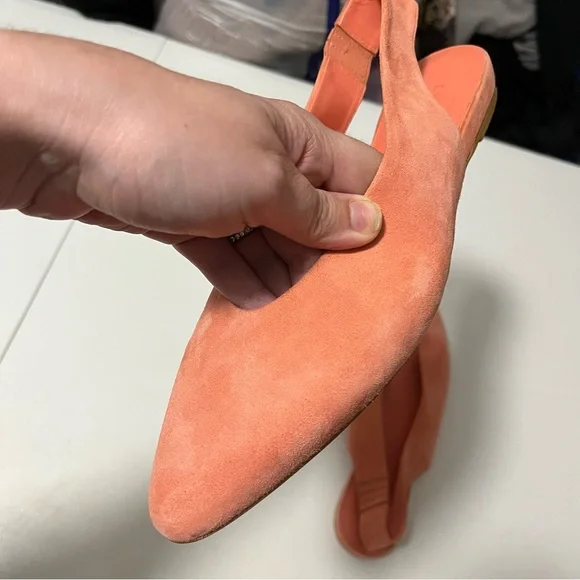 Everlane The V Slingback Rose Pink Suede Flats 7.5 - Picture 5 of 9